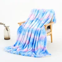 Tie-dyed Rainbow Quilt Double-layer Thick Fabric PV Velvet And Lamb Velvet, A Must-have Blanket For Home Travel For More Warmth
