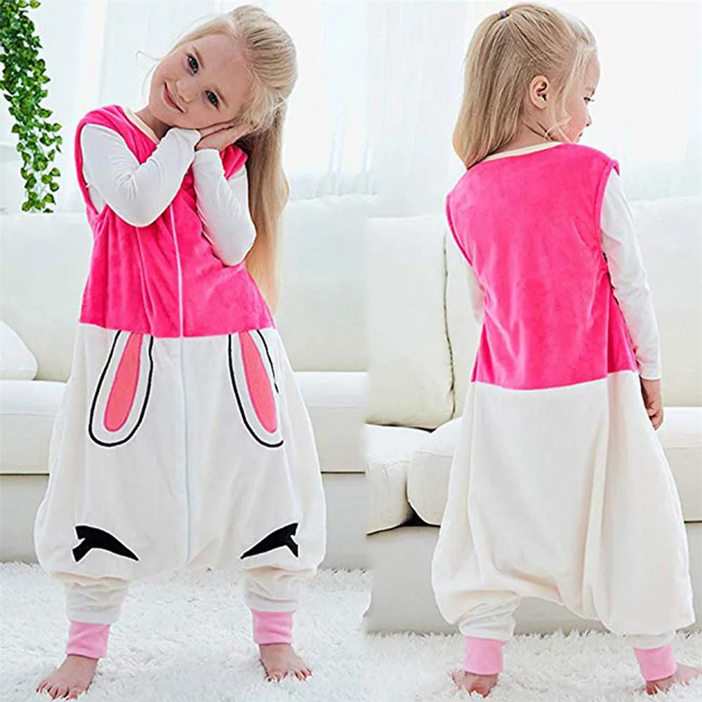 Детский мультяшный спальный мешок с разрезами комбинезон флисовое переносное