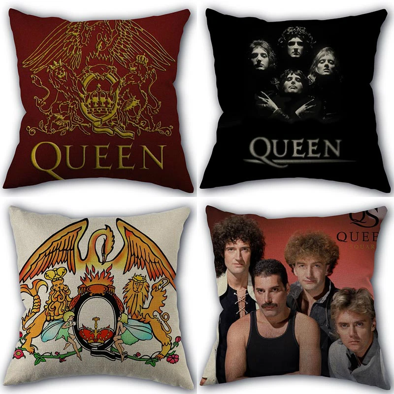 Custom Queen Band Pillowcase High Quality Home Textile Cotton Linen Fabric 45x45cm One Side Decoration Pillow Covers