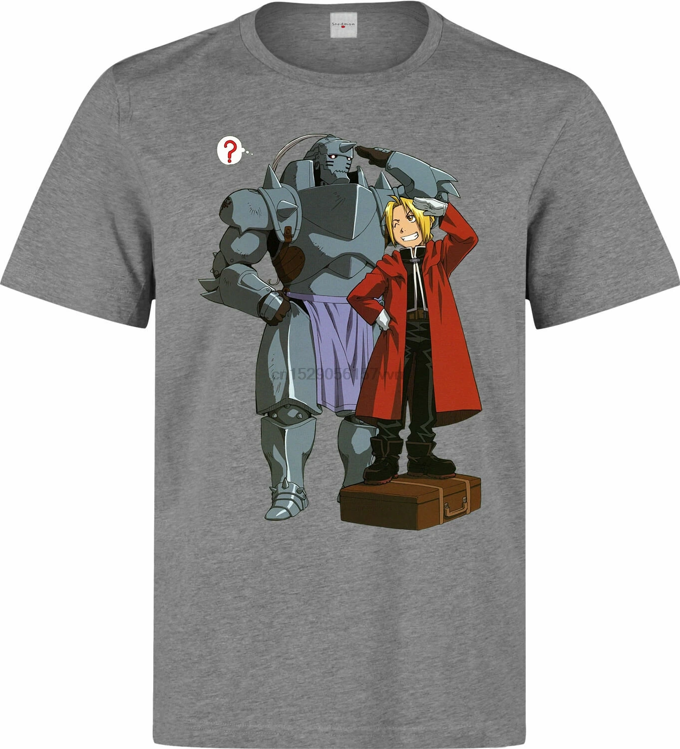 Стальной алхимик Эдварда и Альфонса Аниме Манга мужская серая футболка Топ (1)| |