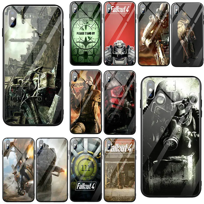 Чехол из закаленного стекла для iPhone 5 флип чехол X XR XS 11 Pro Max 7 6 6s 8 Plus видеоигр Fallout