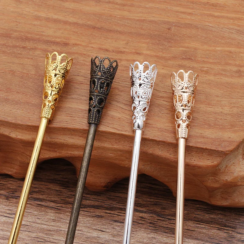 Металлическая заколка для волос в стиле ретро с цветком филигранью пустая основа