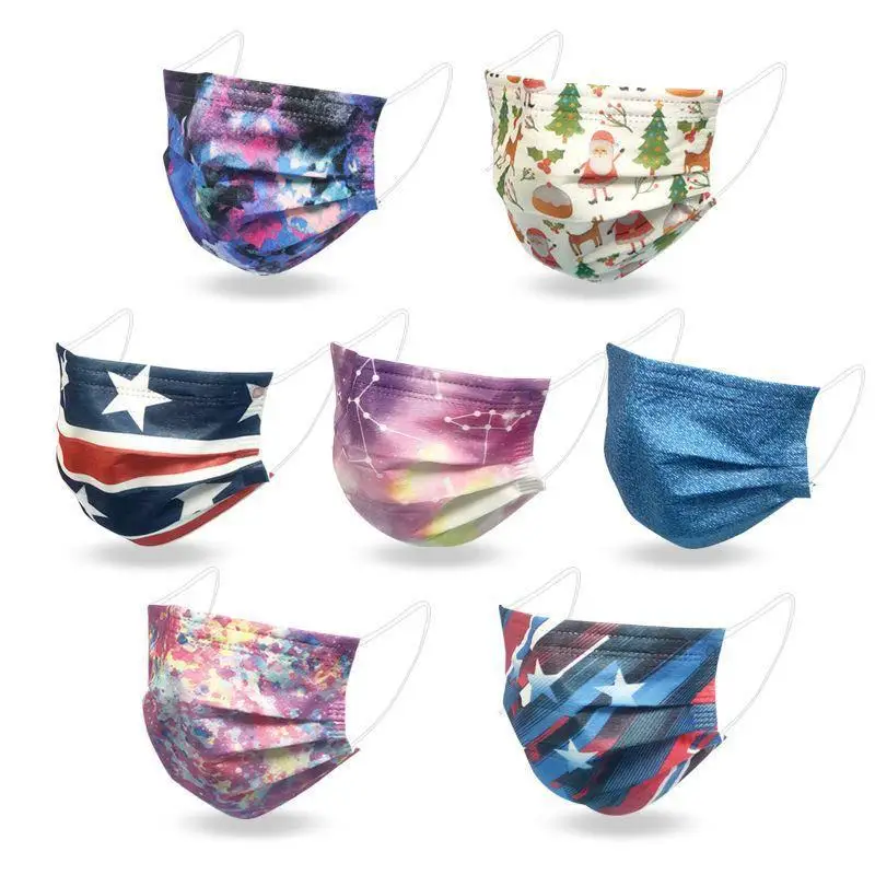 

50PCS/box Disposable Face Mask Adult Fashion Printing Masks 3-Layers Anti Dust Mask for Face Breathable Protective Mouth Mask