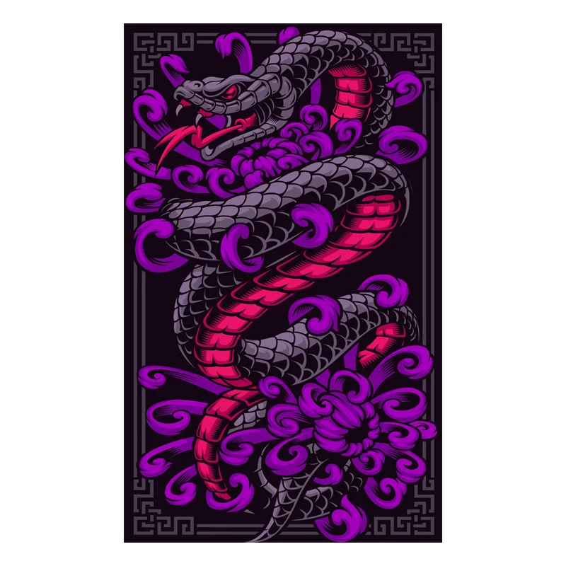 

Japanese style king cobra venom snake flowers motorcycle stickers #742