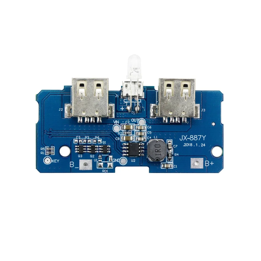 18650 Двойной Micro USB 3,7 V до 5V 2A повышающий Мобильный Внешний аккумулятор DIY 18650 литиевая батарея зарядное устройство печатная плата Повышающий Модуль со светодиодом
