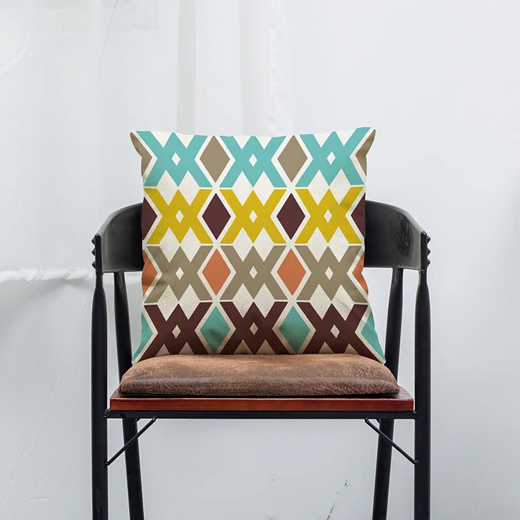 

Fashion Style Geometric Color Pattern Pillow Home Decoration Pillowcase Car Sofa Cushion Cover Office Nap Pillowcase Wholesale