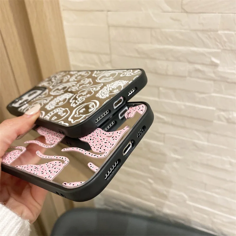 

Luxury Fashion Leopard Makeup Mirror soft phone case for iphone 12 mini 12 Pro Max 11 Pro Max X XS XR Max 7 8 plus cute Cover