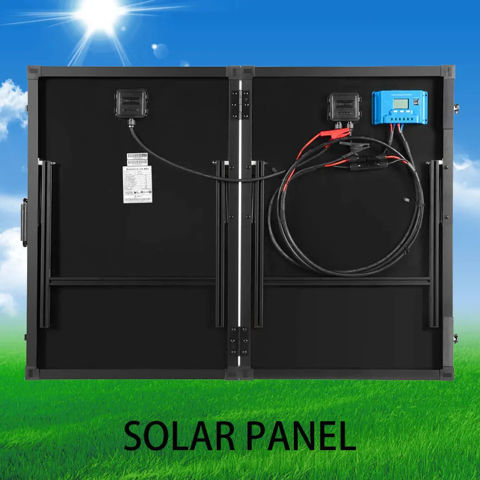 

2021 130W portable foldable solar panel luggage compartment12V single crystal folding solar module with LCD charging controller