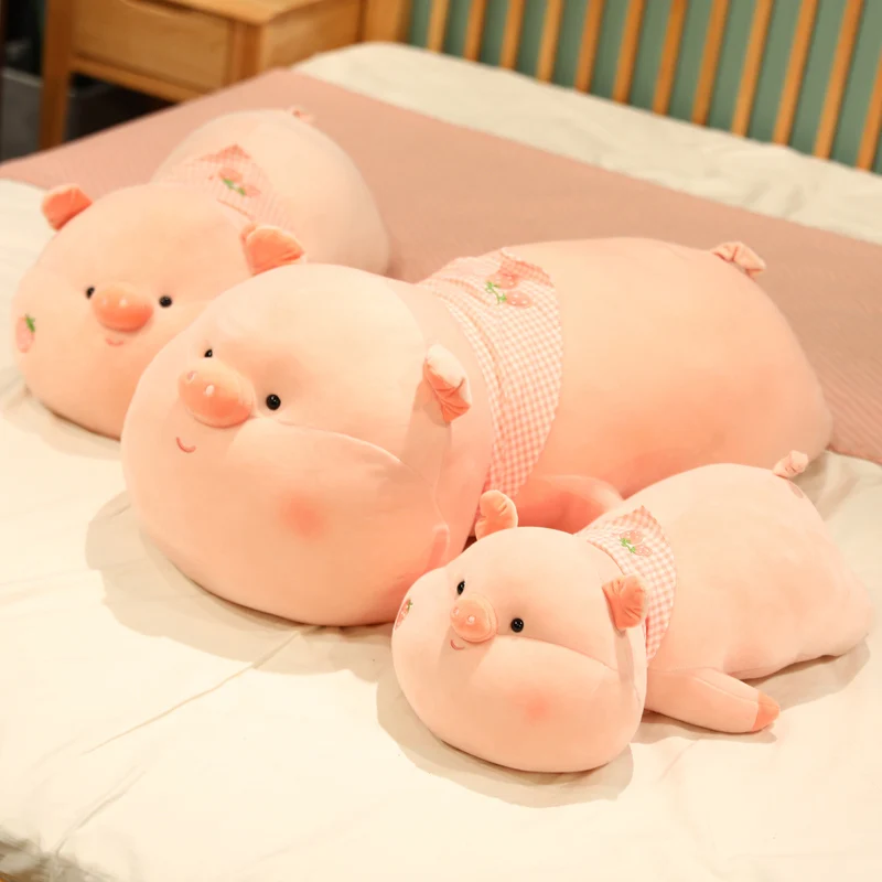 

Strawberry pig lying doll cute healing bedside pillow birthday gift plush soft creative dynamic children's day Jouets en peluch