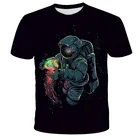 Детская футболка с 3D-принтом космоса, планеты, космоса, галактики, астронавта, Луны, звезды, неба, для мальчиков и девочек, летняя одежда, 2021