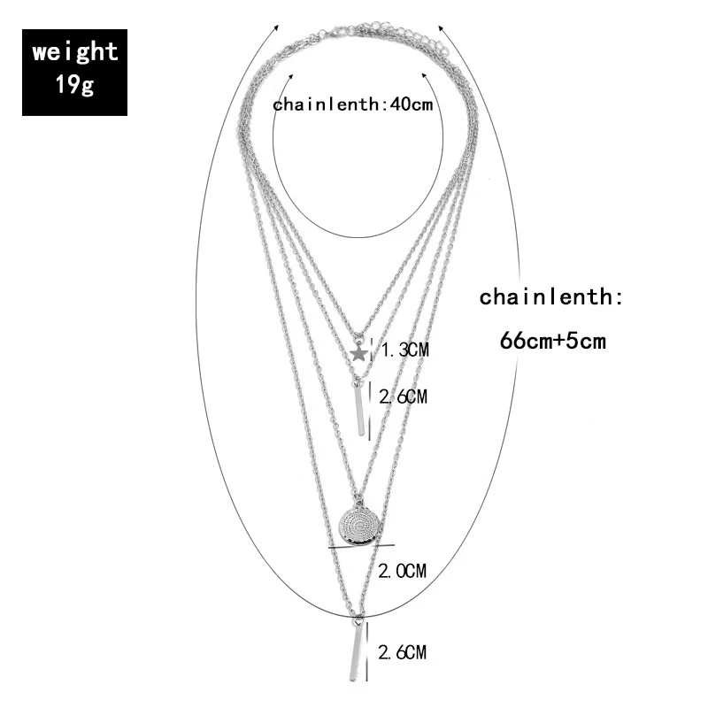 Роскошное многослойное ожерелье со звездой и цепочкой для монет женщин в стиле