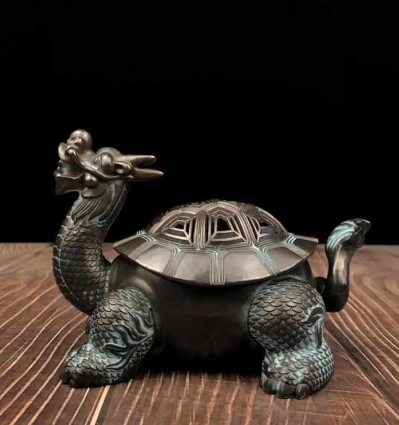 

Архаизовый латунный креативный мифический зверь дракон черепаха курильница для благовоний домашние украшения поделки статуя