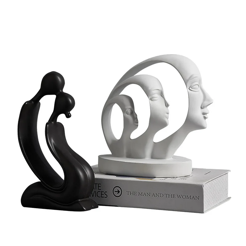 

NORDIC ABSTRACT BLACK & WHITE CHARACTER SCULPTURE HOME DECORATION ACCESSORIES LIVING ROOM TV CABINET DECORATION FIGURINES GIFT