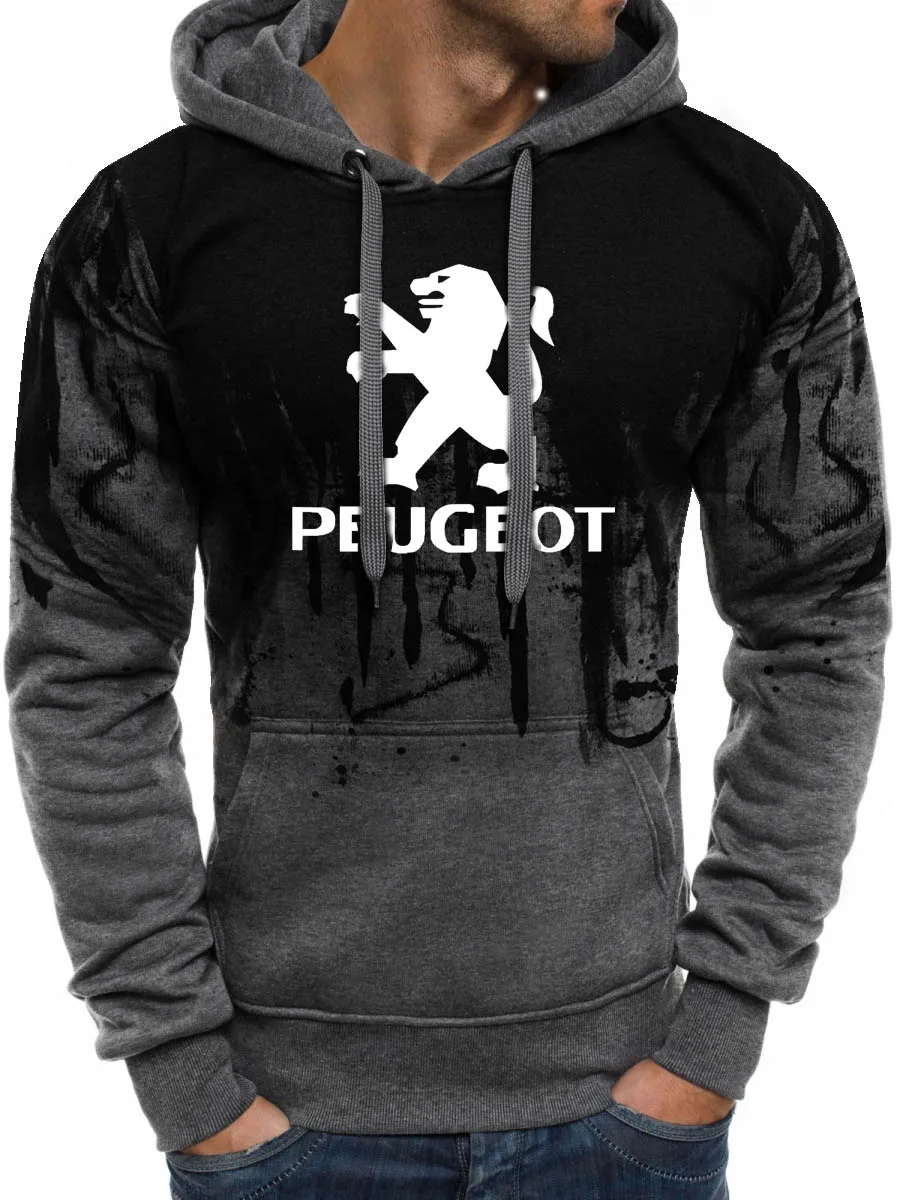 

2021 Hoodies Men Peugeot Car Logo Print Sweatshirt Spring Autumn Gradient Men Hoodie harajuku Casual Hoody