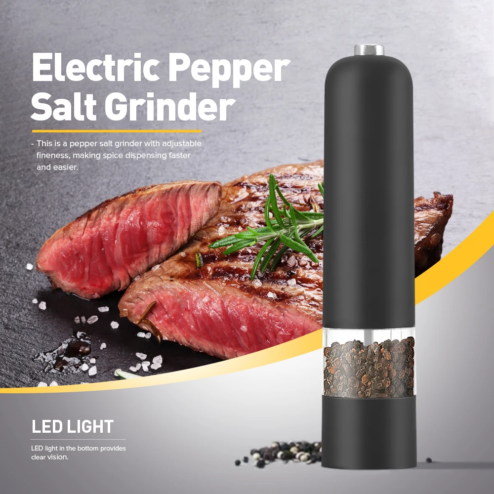 Electric Salt Pepper Herb Mill Grinder Kitchen Tool With LED Light Grinding Tools Cinnamon Food Mills Seasoning Saving Time | Дом и сад