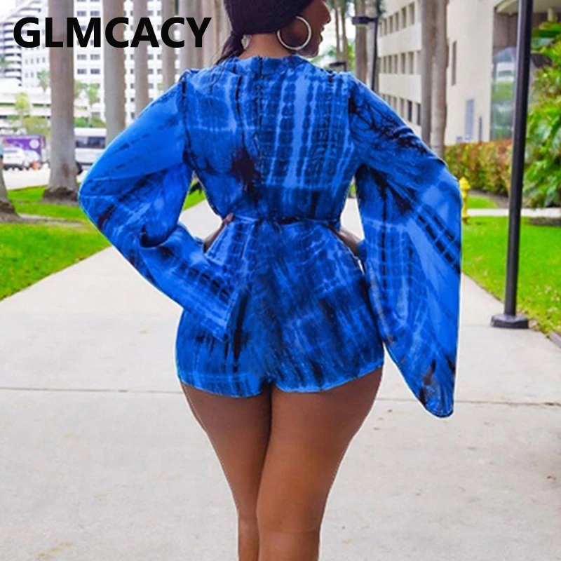 

Flare Sleeve V Neck Slim Rompers Playsuit