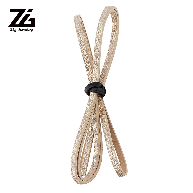 ZG 5MM Flat PU Leather Cord Rope Handmade Diy Jewelry Findings Accessories Fashion Making Materials for Bracelets | Украшения и