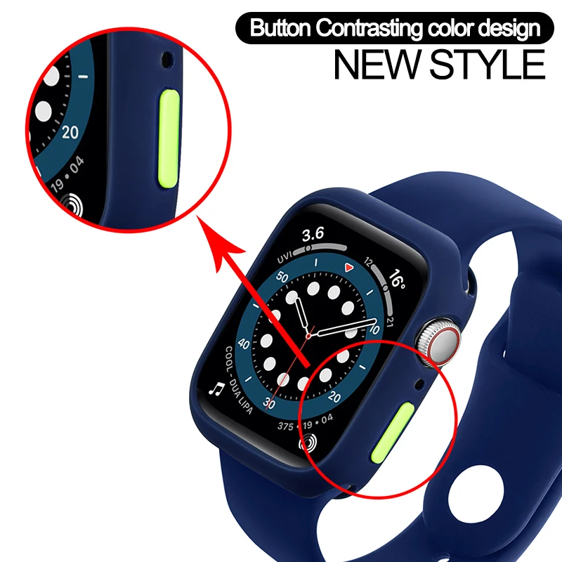 Мягкий силиконовый чехол для Apple Watch 45 мм 41 44 40 42 38 защитный iWatch 7 SE 6 5 4 3 бампер часов