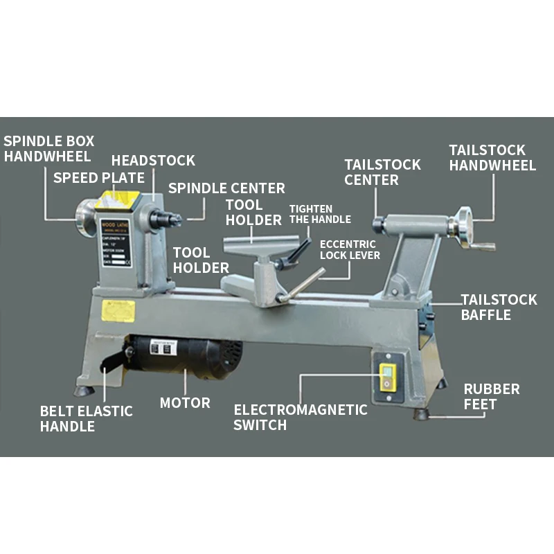 Мини-настольный токарный станок MC1218/токарный с регулировкой скорости