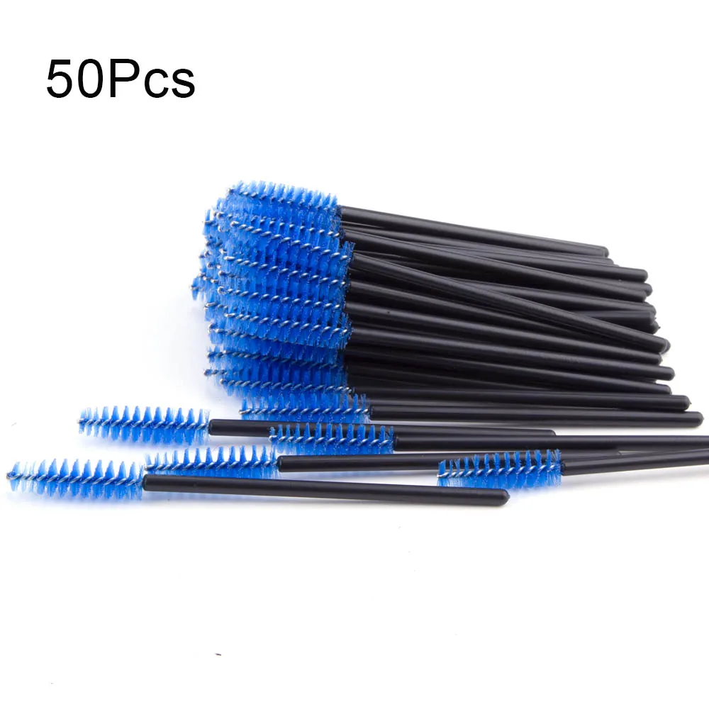 50pcs blue 50 шт. одноразовые кисти для ресниц и бровей косметические ресницы кисточки maquiagem Cilio тушь для ресниц палочки Аппликатор ресницы Макияж инструмент - Цвет: 50pcs blue