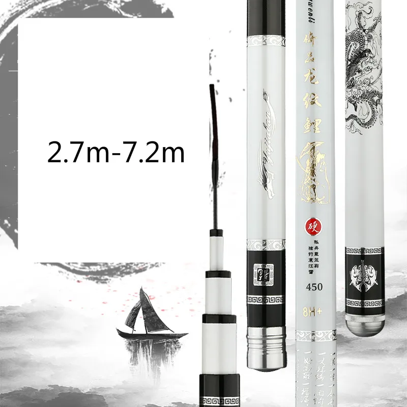 Telescopic Fishing Rod Carbon Taiwan Fishing Olta 2.7m-7.2m 4H 6H 8H Hard Travel 28/19 Tone Carp Fishing Pole Feeder Peche Pesca enlarge