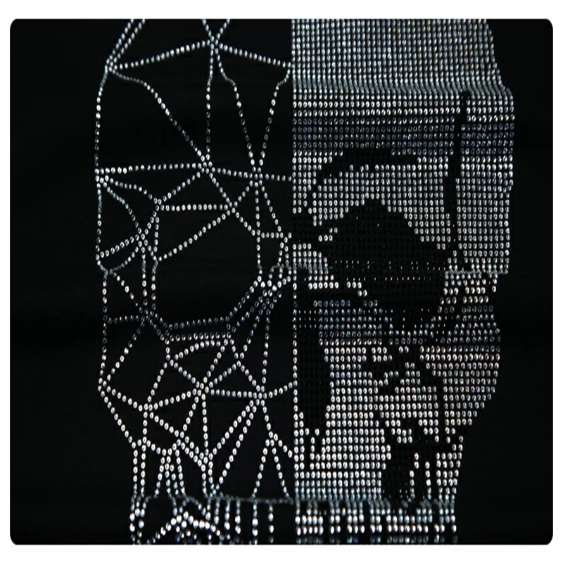 

Personality Design Skull Male Half-Sleeved Diamond Clothing Short Sleeve Men's Knitting Sweater Collar Hairstylist Party Pullove