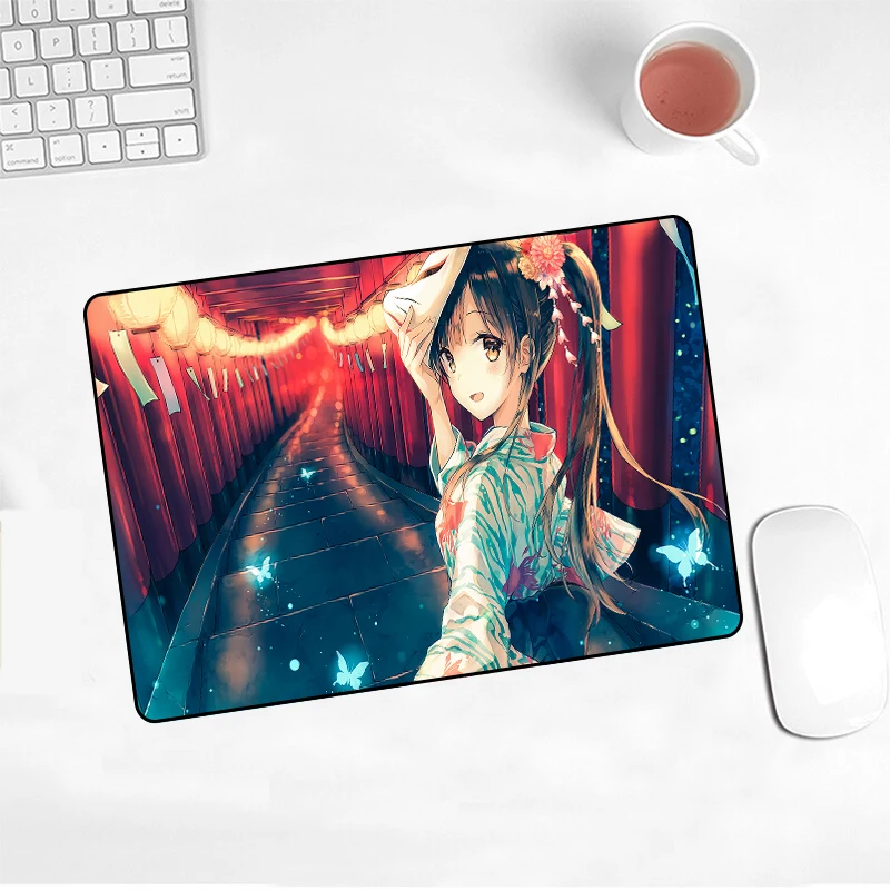 

Cute Girl Small Size Hot Sell Mouse Pad Anime Art Natural Rubber Kawaii Lovely Cartoon Home Office Decoration MousePad Skipoem
