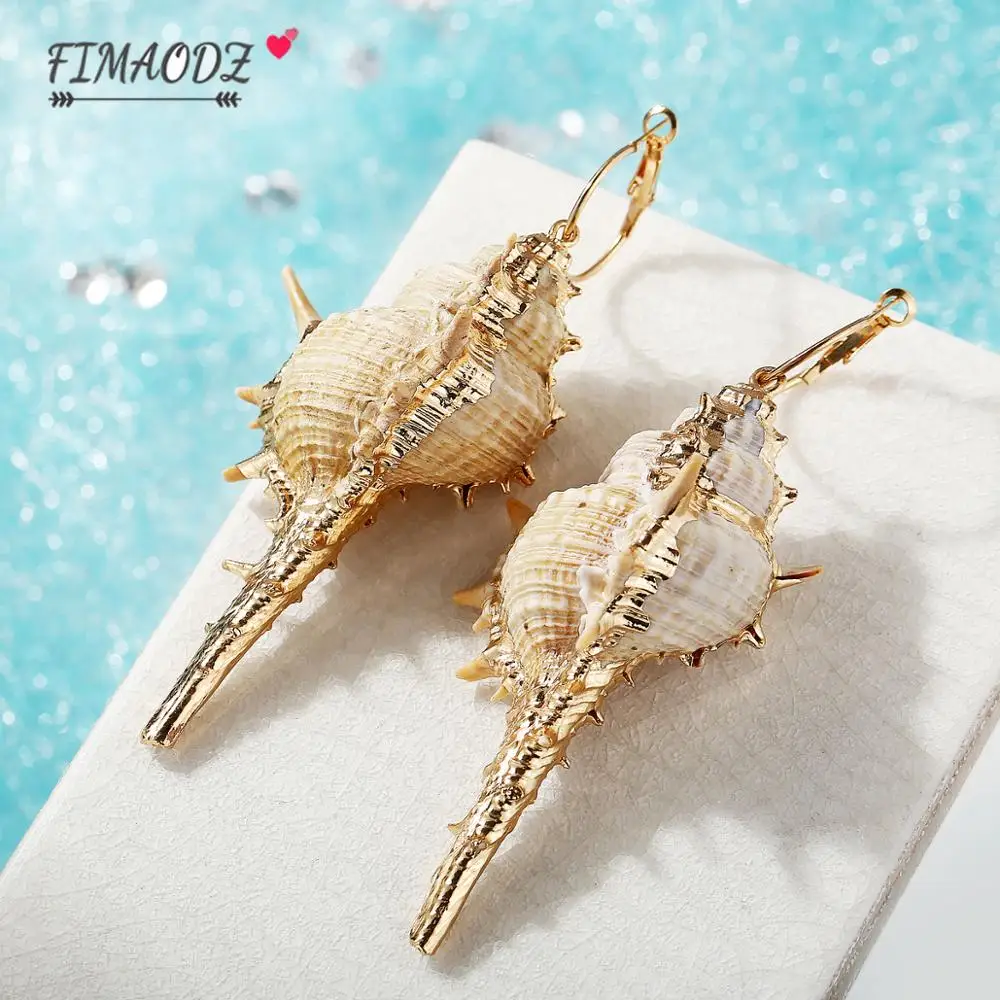 FIMAODZ 25 стилей серьги в виде натуральной ракушки для женщин Бохо золотой