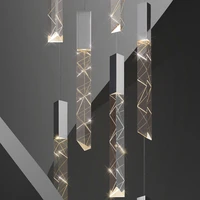 led k9 crystal chrome double staircase chandelier simple living room hotel ceiling chandelier modern loft luxury chandelier