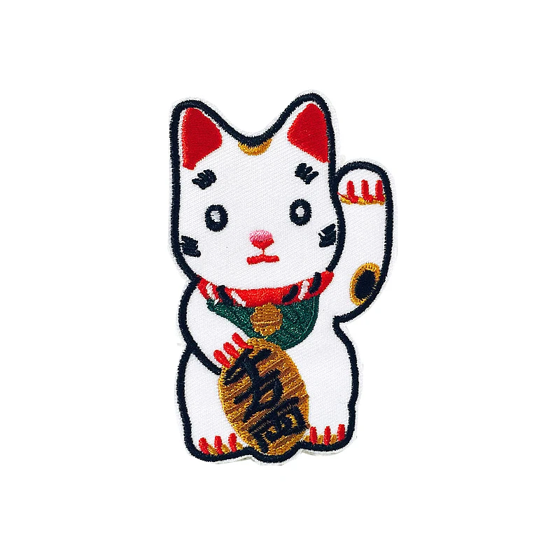 Вышитая нашивка счастливого кота для одежды Стикеры Женская куртка