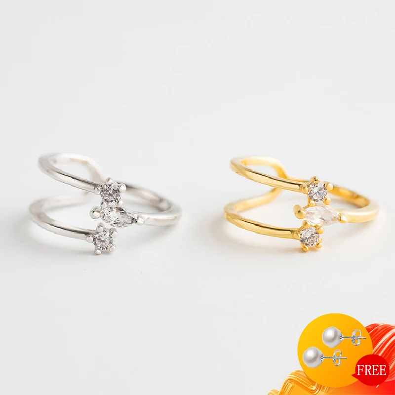 

Luxury Ring 925 Sterling Silver Jewelry Accessories with Zircon Gemstone Open Finger Rings for Women Wedding Party Promise Gift