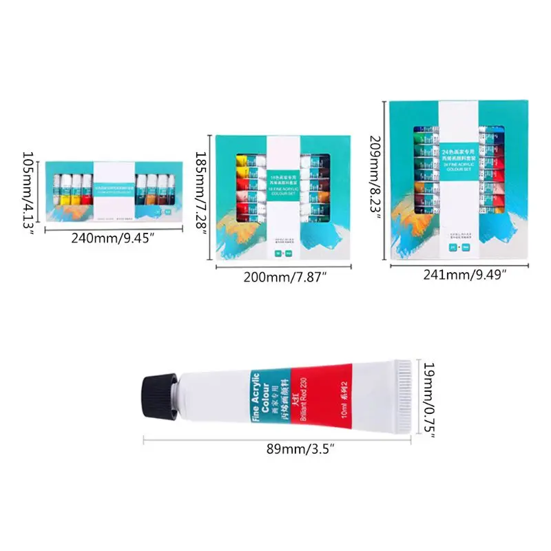 

12/18/24 Colors 10ML Tube Acrylic Paint set Art Painting Drawing Tools For Kids