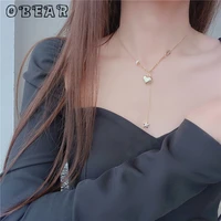obear 14k real gold plating korean heart pendant necklace woman sweet elegant romantic engagement wedding classic jewelry gift