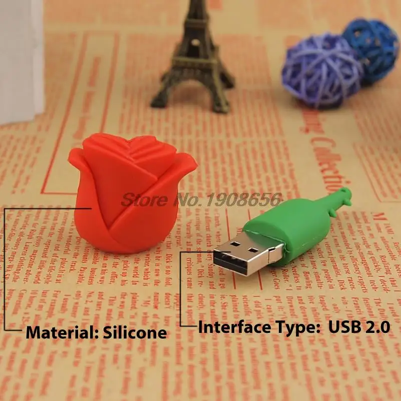 3 цвета розовый цветок USB флэш накопитель 64 ГБ 32 любовник подарки флешка Memoria Usb