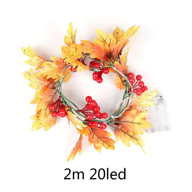 

Simulation Maple Leaf 20 LED String Light Thanksgiving Decoration Lamps Halloween Night Party Decor Electric Ornaments for Lawn