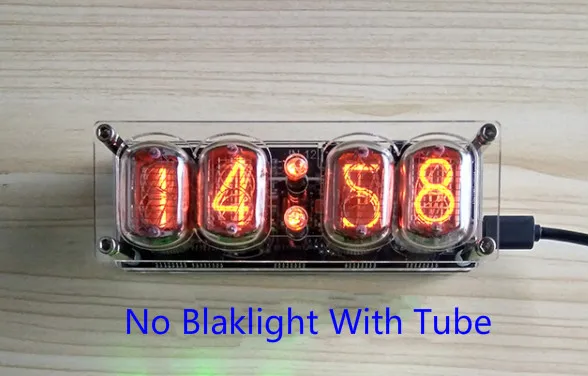 No light With Tube GHXAMP в-12 светящиеся трубки 4-разрядный часы Красочный светодиодный Подсветка DS3231 Nixie часы IN-12B DC5V USB разъем электронные DIY Kit - Цвет: No light With Tube