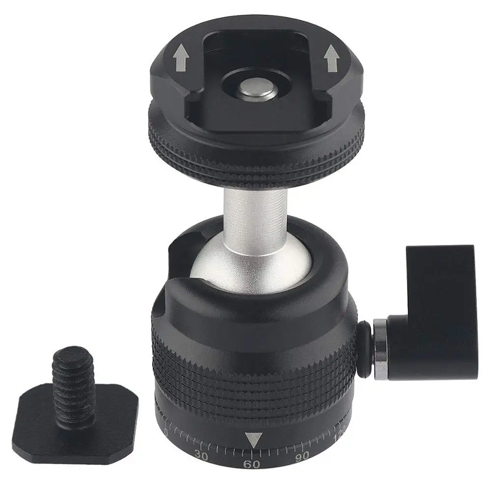 Шариковая мини головка 2 в 1 с винтом 1/4 дюйма адаптер холодного башмака для DSLR