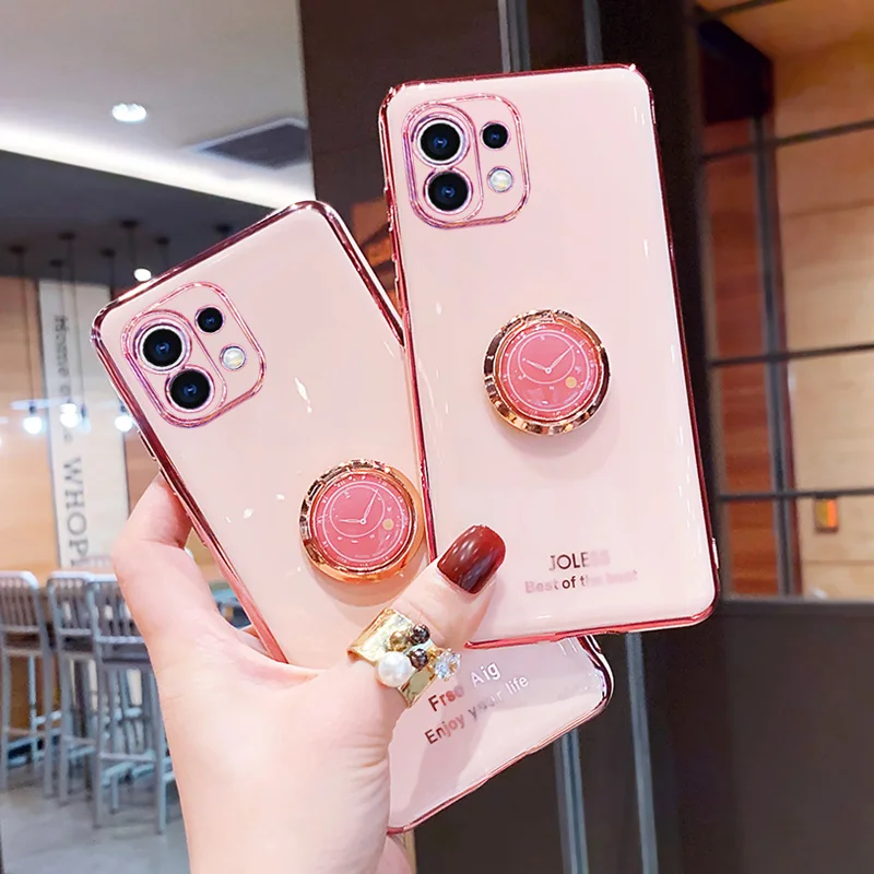 Чехол-подставка для Xiaomi Mi 11 lite mi11 pro силиконовый с золотыми краями | Мобильные