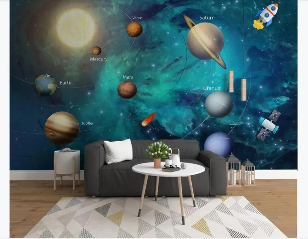 Пользовательские 3D обои космическая Вселенная детская комната звездное небо