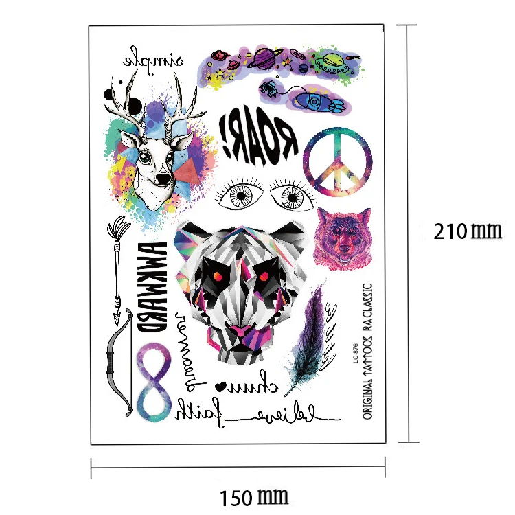 21x15 см многостильные модные крутые перья животных временные татуировки | Красота