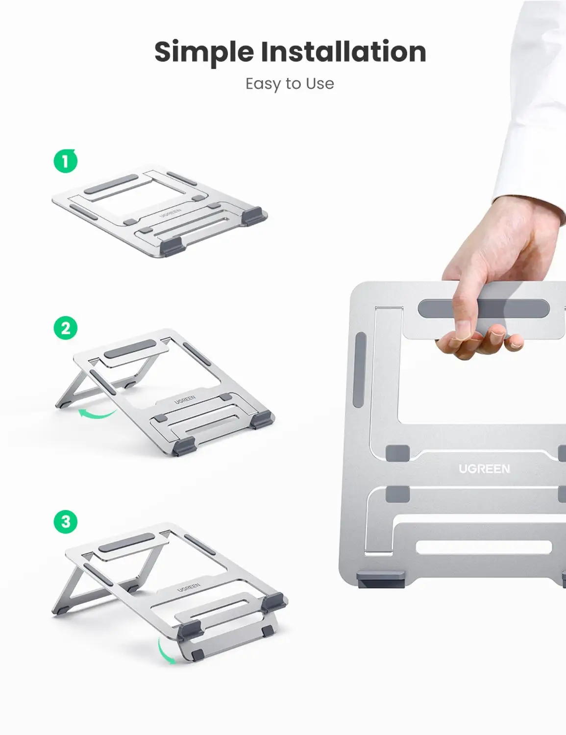 UGREEN Laptop Stand Riser Aluminum Foldable Holder for MacBook Pro Air Dell XPS 15 Chromebook Adjustable Notebook | Автомобили и