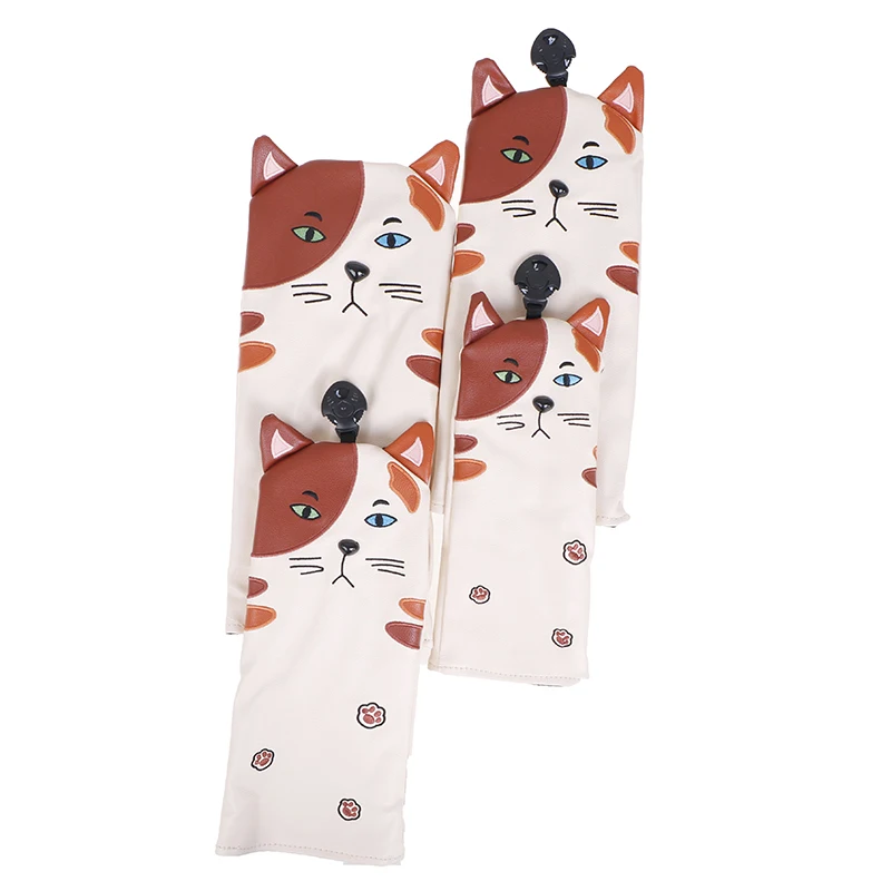 

Cute Cartoon Cat Head Golf Headcovers Tee Sets Vintage Leather Style Driver Fairway and Hybrid Head Covers Outdoor Sports