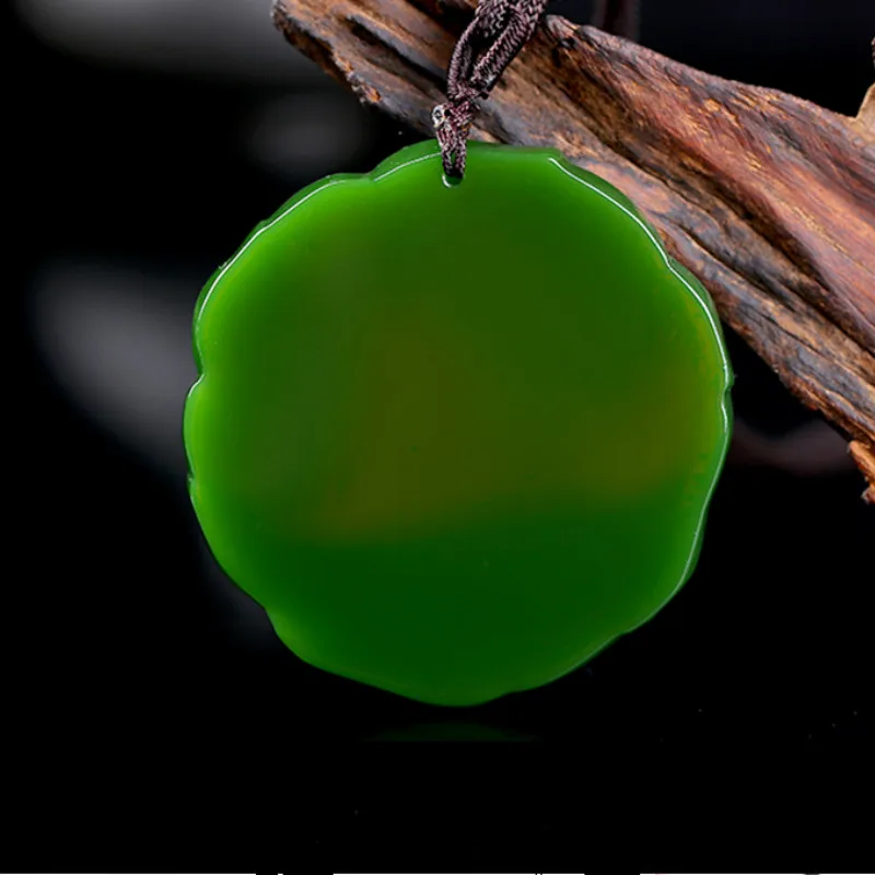 Китайский цветок ручной работы натуральный зеленый нефрит ожерелье с подвеской