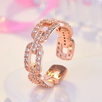 new fashion cute romantic simple finger rings creative chain crystal opening ring band wedding ring jewelry accessories gift