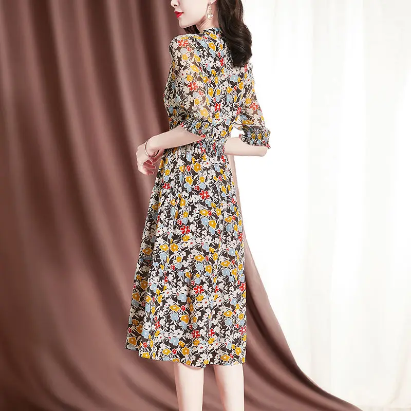 

Silk Dress High-end Temperament New Fashion Summer 2021 Foreign Style Mulberry Silk Floral Dress