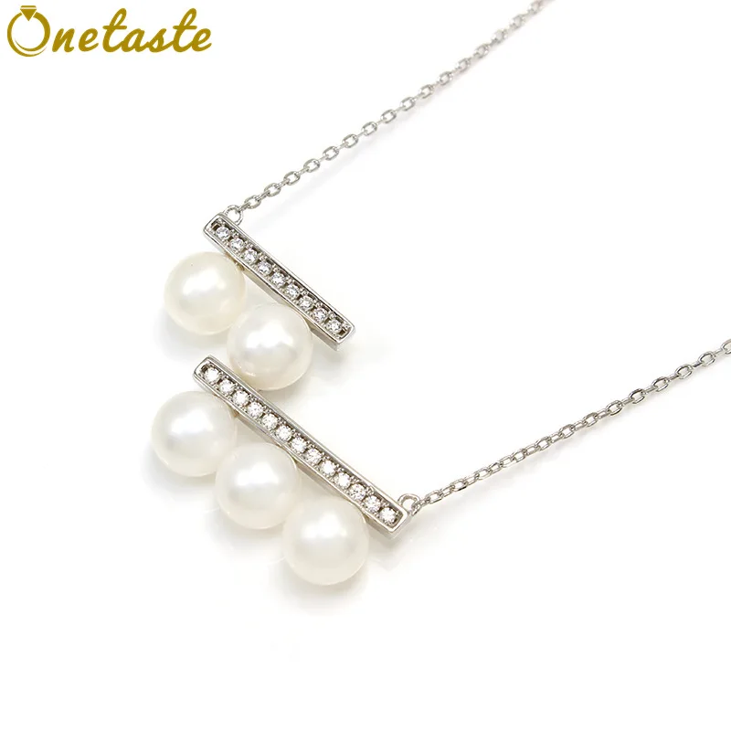 

Ожерелье-чокер из стерлингового серебра 925 пробы с натуральным жемчугом, циркониевое дизайнерское Стильное ожерелье с кулоном, изящное укр...