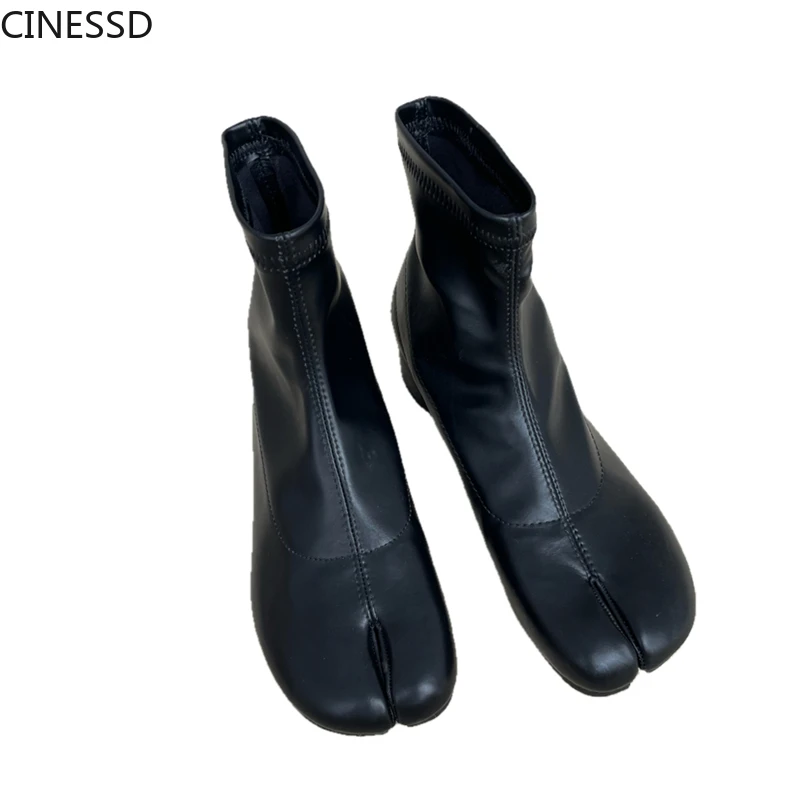 

Женские ботильоны ниндзя Tabi с разрезами на каблуке 3,5 см, брендовая Дизайнерская обувь на среднем каблуке, женские короткие сапоги, женские ...