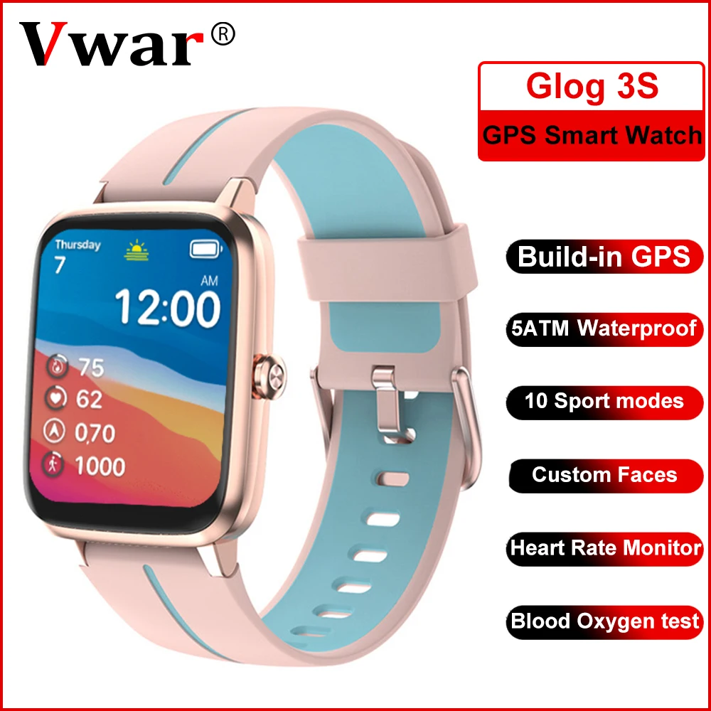 Встроенный GPS Смарт часы IP68 Водонепроницаемый монитор сердечного ритма во время