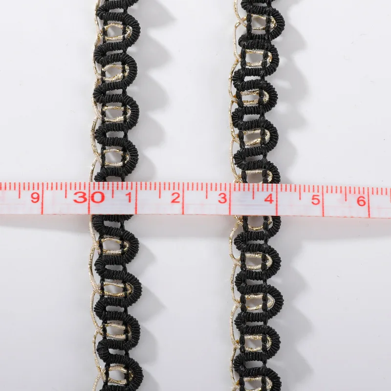 5 м/лот кружевная отделка ткань шитье кружево золотистая белая цельнокроеная