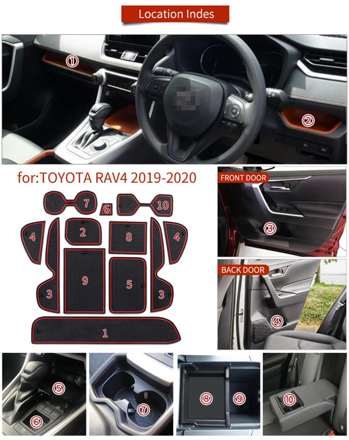 for Toyota RAV4 2019-2020 XA50 Anti-Slip Mat Phone Gate Slot Mats Cup Rubber Pads Rug RAV 4 50 Car Accessories Stickers | Автомобили и